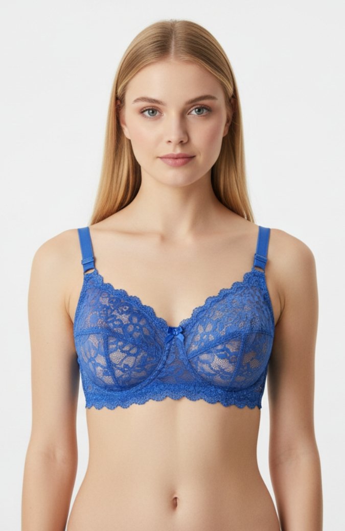 Elegant Floral Net Lace Non-Padded Bra