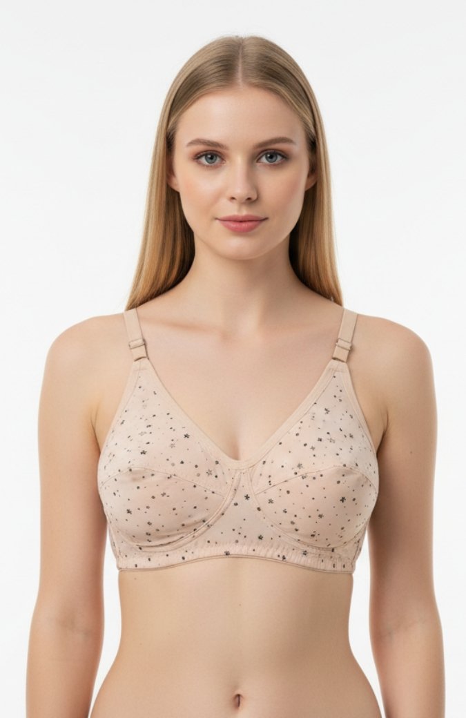 Soft Cotton Non-Padded Bra with Star Print